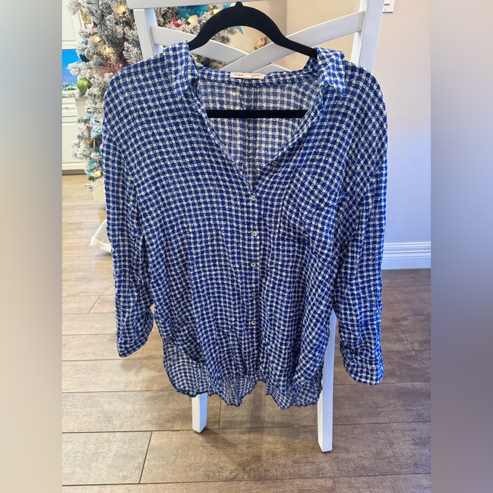 Grand and Greene Blue Checkered Women's Top